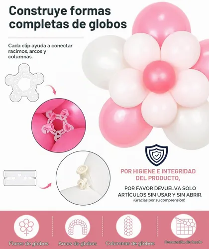 Vista 6 de Tinabless Balloon Arch Clips Set, 80 Reusable Balloon Clips with Tying Tool Balloon Clip Sets - 80pcs
