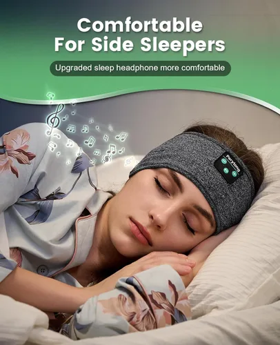 Vista 3 de Perytong: Diadema para dormir - Auriculares Bluetooth para dormir para durmientes de lado - Auriculares para dormir, diadema cómoda con micrófono
