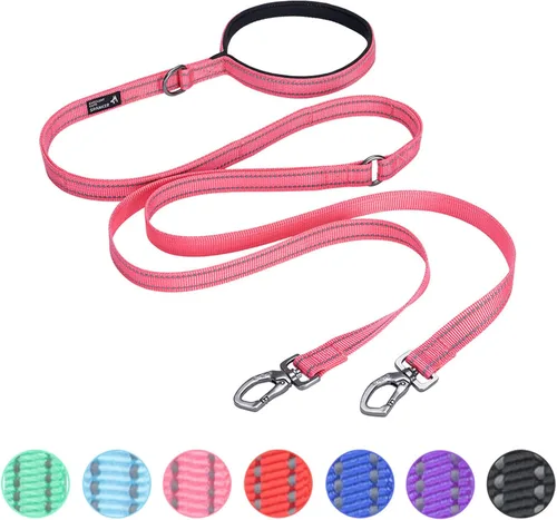 Vista 14 de EXCELLENT ELITE SPANKER Correa doble reflectante - Correa doble para perro de 5 pies con mango acolchado para dos perros que caminan y entrenan Negro