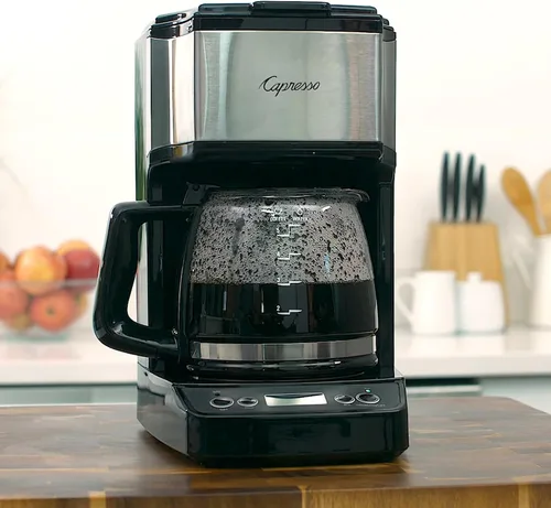 Vista 6 de Capresso Mini cafetera de goteo de 5 tazas, negro y acero inoxidable