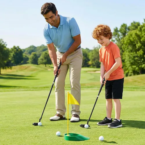 Vista 2 de WIGERLON Putter ajustable para niños y adultos, hombres y mujeres, mini palos de golf para niños 3-5, 5-7, 8-12, juego de mini golf con 4 pelotas
