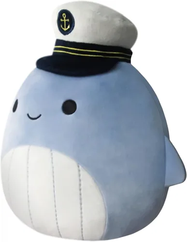 Vista 2 de Squishmallows - Peluche Samir de ballena azul de 8 pulgadas con sombrero de marinero, ultrasuave, oficial de Kelly Toy