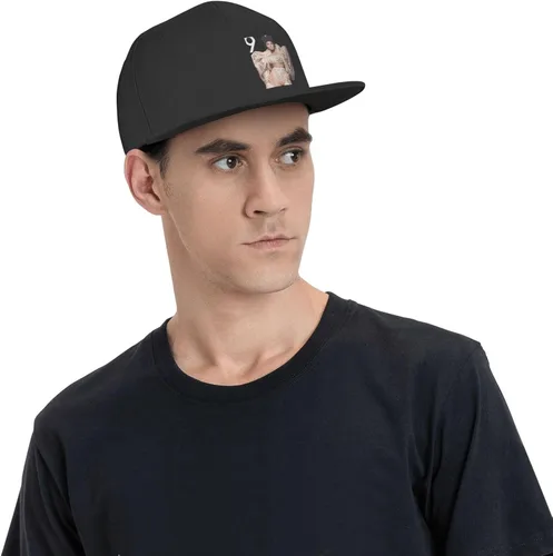 Vista 7 de Gorra de béisbol unisex de ala plana, sombrero de camionero ajustable, sombrero de hip hop para hombres y mujeres, sombrero de Snapback, color negro
