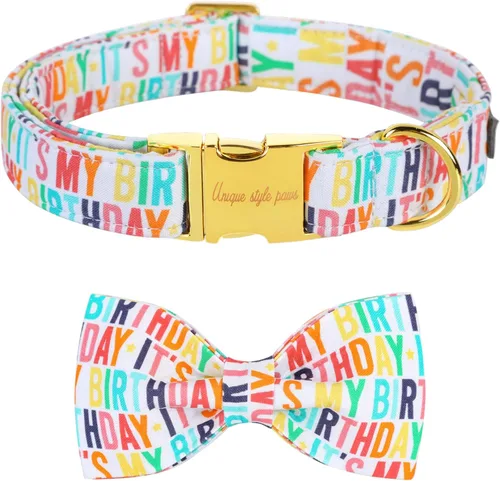 Vista 92 de Unique style paws - Collar para perros con corbatín, collar ajustable para perros y gatos, pequeño, mediano y grande