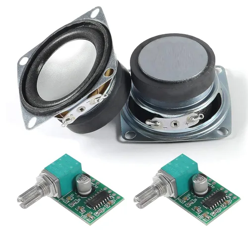 Vista 9 de 2 altavoces estéreo de audio de 1.5 pulgadas, 4 ohmios, 3 W, 2 altavoces redondos + 2 amplificador digital de 3 x 2 CC 5 V PAM8403 módulo