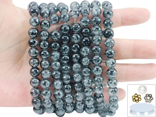 Vista 16 de Cuentas de vidrio de 0.157 pulgadas a granel para hacer joyas, 4700 piezas redondas de cuentas de jade de imitación para pulseras y pulseras
