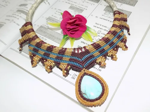 Vista 8 de Collar turquesa, collar Hasli para mujer, collar de torsión, collar de cuello, regalo para ella SN-2060, Gema, turquesa creada