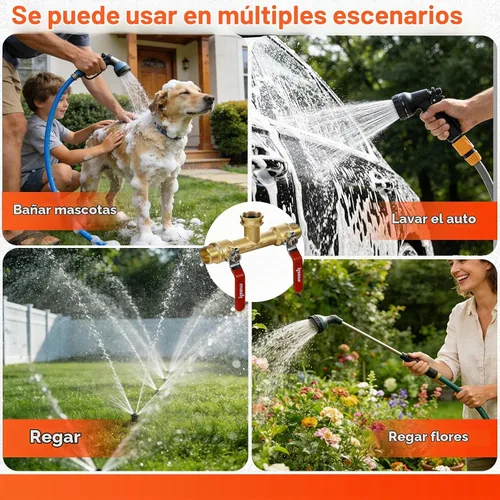 Vista 6 de Divisor de manguera de jardín, divisor de manguera de jardín de flujo completo, resistente al aire libre, adaptador de manguera resistente al óxido