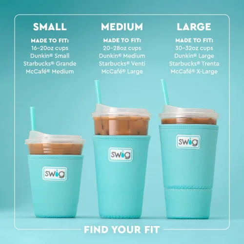 Vista 5 de Swig Life Coolie para taza helada mediana de 22 onzas, funda aislante estándar de 22 onzas con asa, aislamiento de neopreno mantiene las bebidas