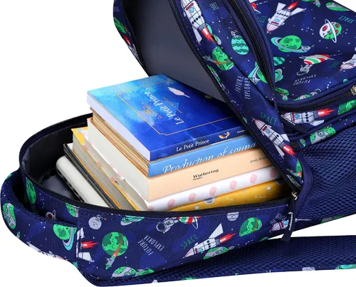 Vista 6 de Mochila infantil para niños niños o niñas Mochila de escuela primaria para adolescentes Colección Campus 17 pulgadas de alto , Astro Navy