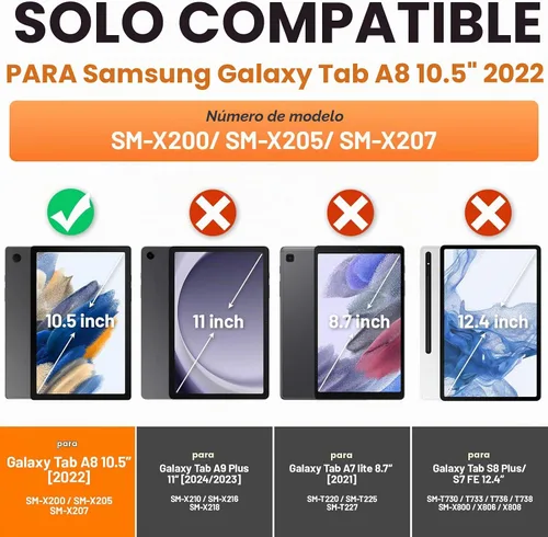 Vista 2 de SEYMAC stock Funda para Samsung Galaxy Tab A8 de 10.5 pulgadas, funda de protección contra caídas de cuerpo completo con protector de pantalla