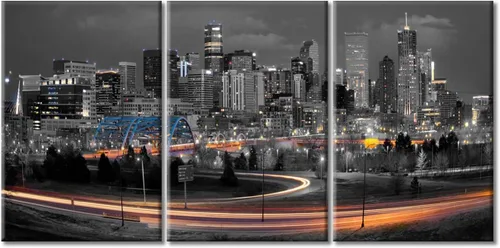 Vista 13 de TUMOVO Arte de pared en blanco y negro con paisaje urbano de Nueva York, decoración de pared de horizonte de Nueva York para sala de estar, puente