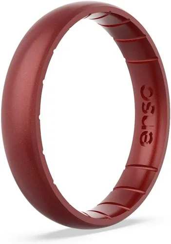 Vista 8 de Anillo de silicona fino con piedra de nacimiento de Enso – Unisex, para boda y compromiso – Banda transpirable cómoda – 4.3mm (0.17 pulgadas)