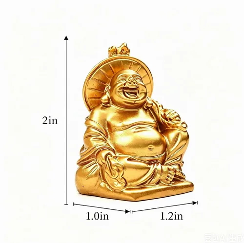 Vista 2 de BRABUD BS019 - Juego de 6 figuras de estatua de Buda sonriente de resina dorada de 2 pulgadas