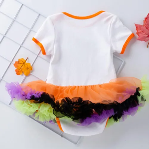 Vista 3 de Conjunto de mameluco de manga corta para bebé recién nacido, con estampado de Halloween, camiseta larga