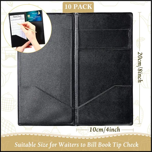 Vista 2 de Potchen 10 Pcs Server Books, Waiter Check Presenters, Guest Check Holder Waitress Book with Receipt Holder for Restaurants Waitress Bars Hotels