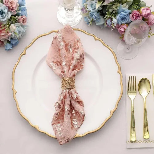 Vista 19 de Efavormart - Superposición de mesa de tul bordado de hojas de lentejuelas plateadas de 72 x 72 pulgadas, mantel cuadrado transparente Plateado