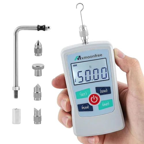 Vista 9 de 5N Medidor de fuerza digital Push Pull Tester portátil con estuche Auto Backlit LCD Large Screen Auto Power Off Units N/LB/Kg/Oz High Precision