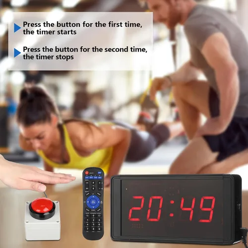 Vista 3 de Relaxweex Juego de 2 relojes de gimnasio de 1.5 pulgadas, temporizador de descanso digital grande para sala de fitness con botón de inicio/parada