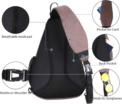 Vista 3 de WATERFLY - Mochila casual tipo bandolera, para llevar en el pecho