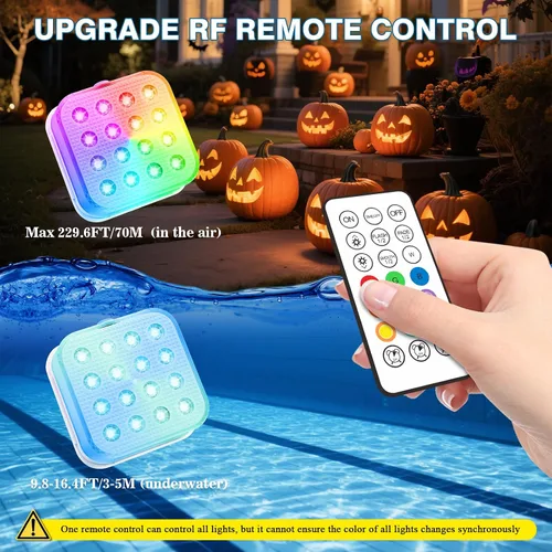 Vista 5 de Luces de piscina recargables con control remoto, 16 luces LED sumergibles con cambio de color, impermeables para piscina enterrada, estanques