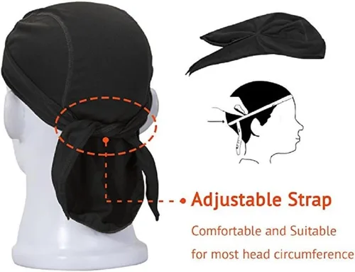 Vista 5 de Gorro de calavera de trapo de rocío que absorbe el sudor para hombres, bandana y sombrero envolvente