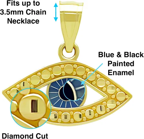 Vista 2 de Charm America - Charm de ojo turco de oro con esmalte - Oro macizo de 10 quilates, Diamante