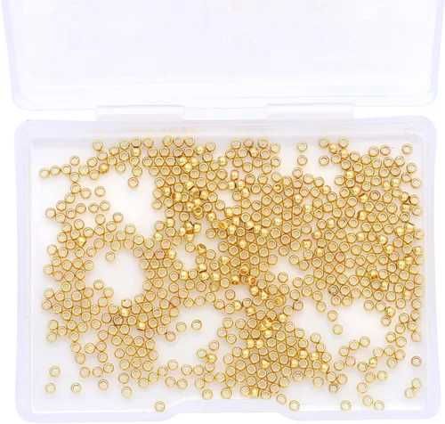 Vista 6 de BEADIA - Cuentas espaciadoras redondas bañadas en oro de 14 quilates, 2 mm, 600 piezas para hacer joyas sin decoloración