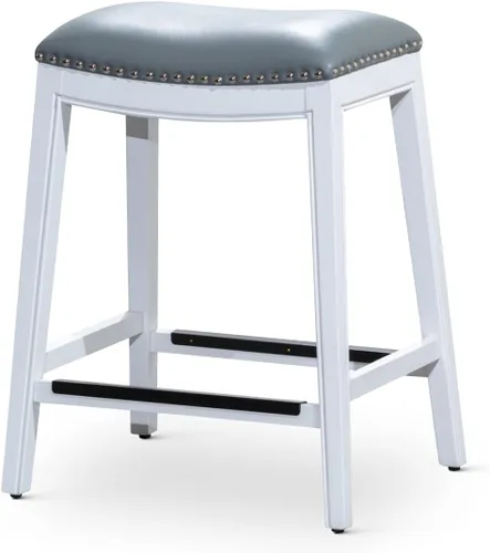 Vista 16 de DTY Indoor Living Durango - Taburete de cuero regenerado, taburete de mostrador de 24 pulgadas, acabado espresso, asiento de cuero negro