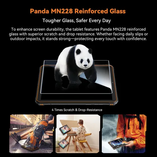 Vista 5 de Blackview Tablet resistente de 9 pulgadas, Android 15 tableta impermeable con Gemini AI, 18GB+128GB TF 2TB, 180Hz, IP68/IP69K, MIL-STD-810H a prueba