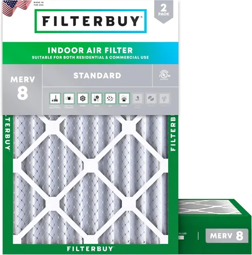 Vista 62 de Filterbuy Filtro de aire MERV 8 de 8 x 14 x 1 pulgadas para defensa contra el polvo y las alergias (paquete de 2), filtros electrostáticos plisados