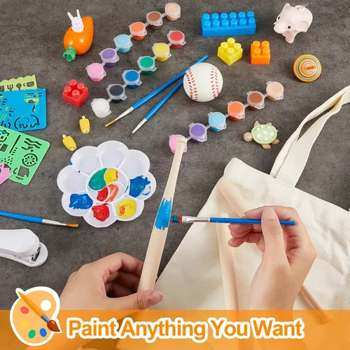 Vista 7 de Fulmoon - Juego de 48 piezas/12 mini pintura para niños, kit de pintura lavable de 12 colores para el regreso a clases, kit de pintura lavable