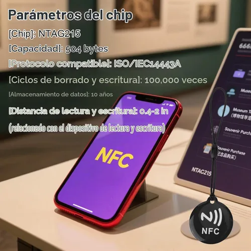 Vista 3 de 5 etiquetas NFC, tarjetas programables en blanco impermeables, llavero funciona con todos los teléfonos y dispositivos habilitados para NFC