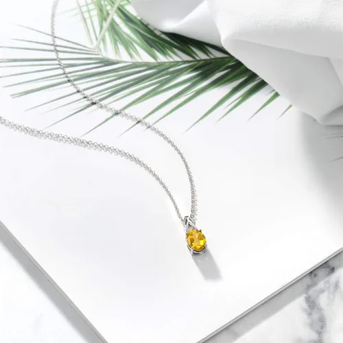 Vista 140 de Gem Stone King Collar de plata de ley 925 con piedra natal ovalada de 0.354 x 0.276 in Collar con colgante solitario para mujer Con cadena