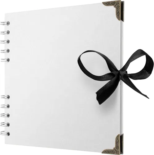 Vista 12 de Bstorify - Álbumes de fotos cuadrados de 36 páginas de 18 x 18 cm, papel kraft negro grueso, 250 g/m², libro de recuerdos, cierre de cinta, ideal
