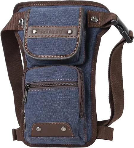 Vista 22 de Canvas Drop Leg Bag Outdoor Waist Pack for Men Women Tactical Military Motorcycle Bike Cycling Multi-Pocket Waist Fanny Pouch Travel Hiking Climbing