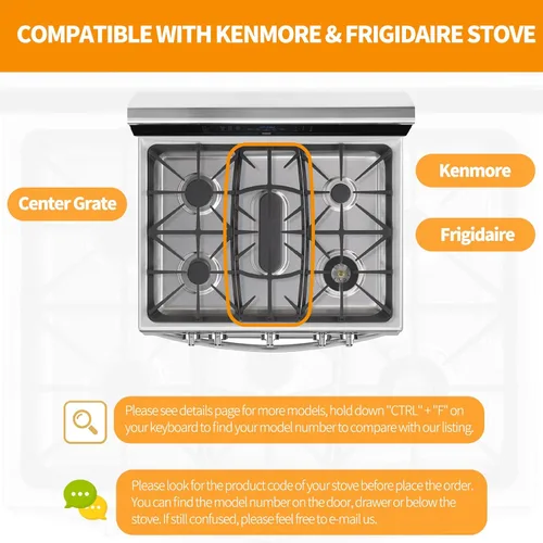 Vista 6 de Repuesto de rejilla A00263801 actualizado para estufas Kenmore, rejilla de quemador de estufa, piezas de cocina de gas Frigidaire, rejilla central