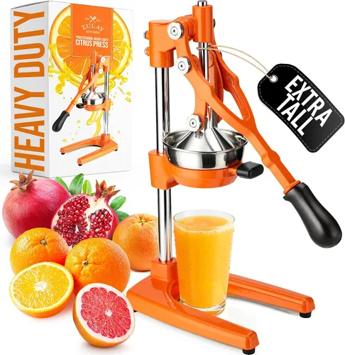 Vista 44 de Zulay Kitchen - Exprimidor de hierro fundido, exprimidor manual naranja, prensa de cítricos, color negro 01 - negro