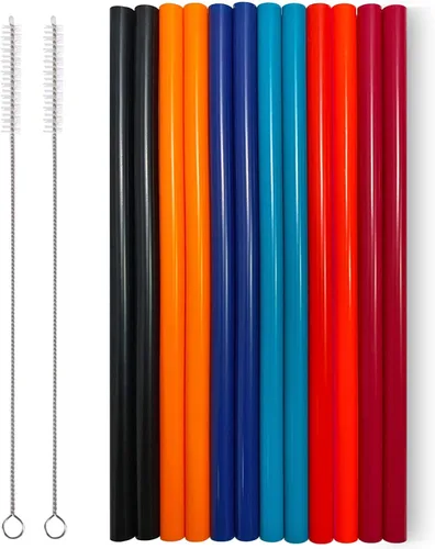 Vista 2 de 12 popotes de silicona ecológicos con 2 cepillos de limpieza, popotes de silicona reutilizables, para vasos de 30 onzas y 20 onzas, Yeti, Ozark