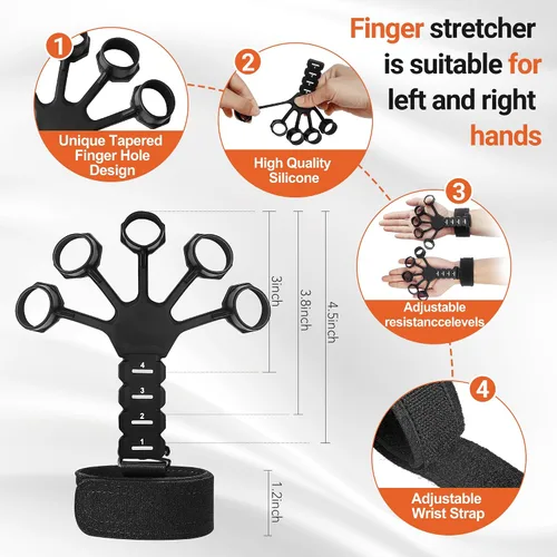 Vista 5 de Grip Strength Trainer Kit (5 Pack) Adjustable Resistance Hand Gripper,Finger Exerciser,Hand Extension Exerciser,Stress Relief Ball and Forearm