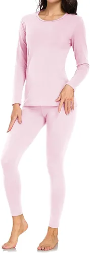 Vista 9 de wirarpa Juego de ropa interior térmica de algodón para mujer, ligera, pantalones largos, capa base, conjunto de pijama para mujer, parte superior e
