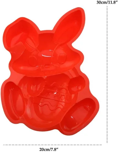 Vista 5 de Antiadherente Conejo de Pascua Conejo Sostener un Huevo Silicona Cake Pan Molde Utensilios para hornear
