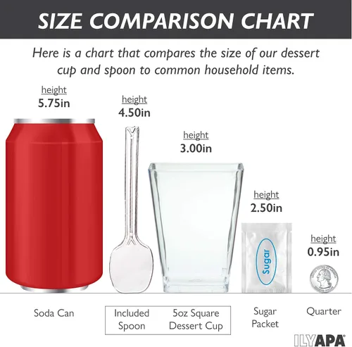 Vista 4 de Ilyapa Vasos de postre de plástico de 5 onzas, paquete de 20 mini tazas de postre con cucharas, taza pequeña transparente reutilizable