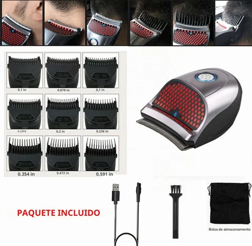 Vista 8 de Kit de corte de pelo de corte automático para hombres, kit de corte de pelo con 9 peines limitados, cortadora de pelo eléctrica inalámbrica