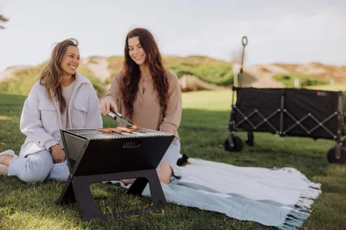 Vista 2 de PICNIC TIME X-Grill 2.0 - Parrilla portátil, barbacoa de carbón para campamento (negro)