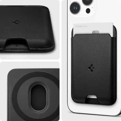 Vista 3 de Spigen para Billetera MagSafe, Sostiene 2 Tarjetas, MagFit Compatible con Modelos iPhone 17/16/15/14/13/12, Serie Pixel 10, Fundas MagSafe