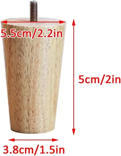 Vista 2 de Patas cónicas de madera maciza, patas de mesa de centro con rosca M8, patas de mesa de café, patas de sofá de bricolaje, patas de soporte