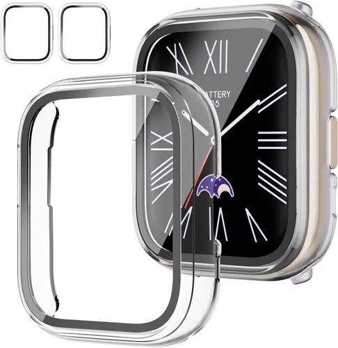 Vista 7 de Rc-Z Paquete de 2 fundas protectoras de pantalla para reloj inteligente Amazfit Active 2, parachoques de policarbonato duro, película de vidrio