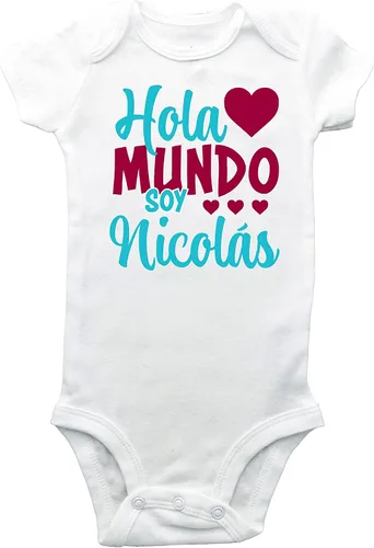 Vista 7 de Hola mundo body - Hola mundo body ESPAÑOL - Regalo para bebé - Body recién nacido - Traje de hospital - Body con nombre Español - Hospital