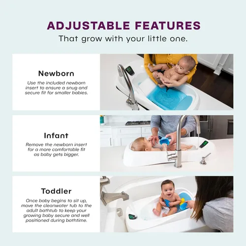 Vista 4 de 4moms Bañera de agua limpia, bañera 3 en 1 Grow-with-Me con termómetro digital para recién nacidos a niños pequeños, ensamblada en los Estados Unidos